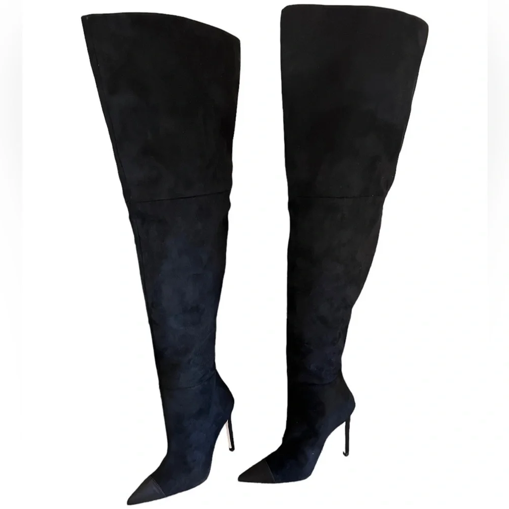 NWOT GOOD AMERICAN Over the Knee Slouch Boot Black 4